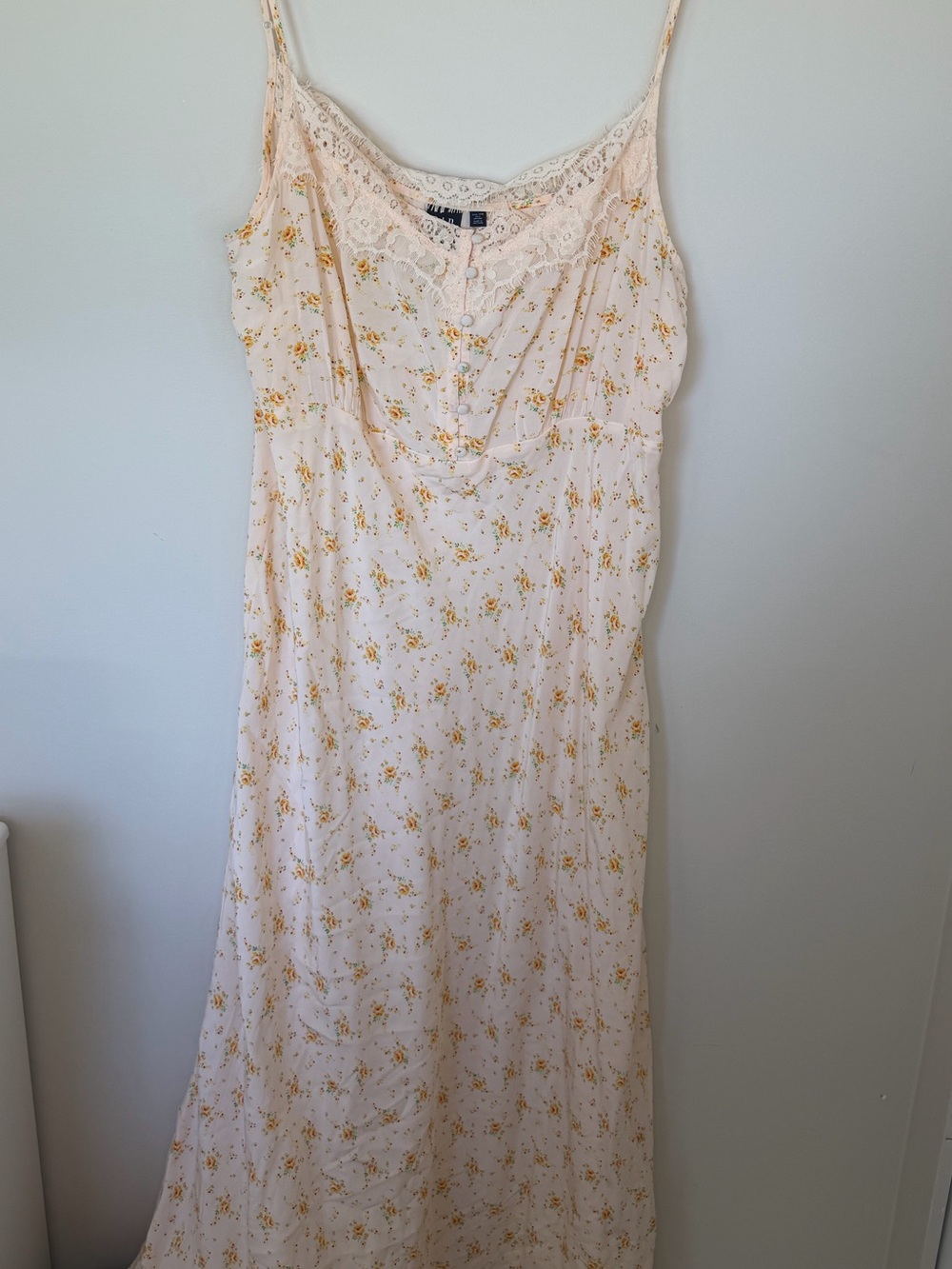 GAP Pale Pink Floral Slip Dress with Yellow Rose Print